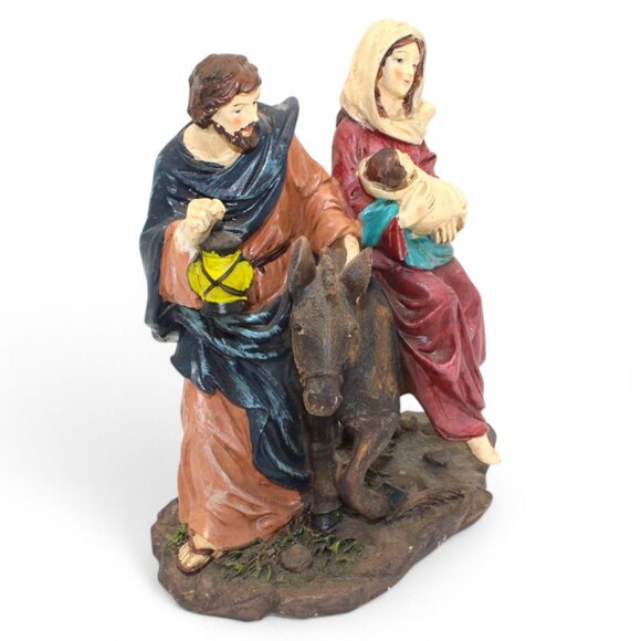 Holy Family ‘Flight Into Egypt’ Resin Sculpture with Mary, Joseph & Donkey - Picture 6 of 6